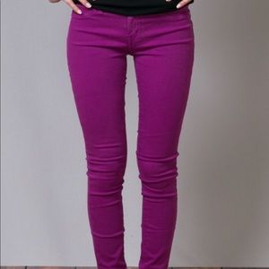 Magenta Skinny Leg Jeans.